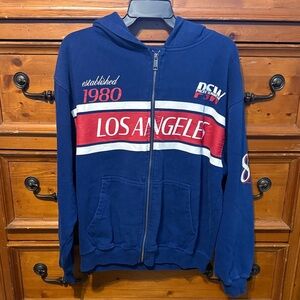 PacSun Blue and Red Zip Up Sweater hoodie